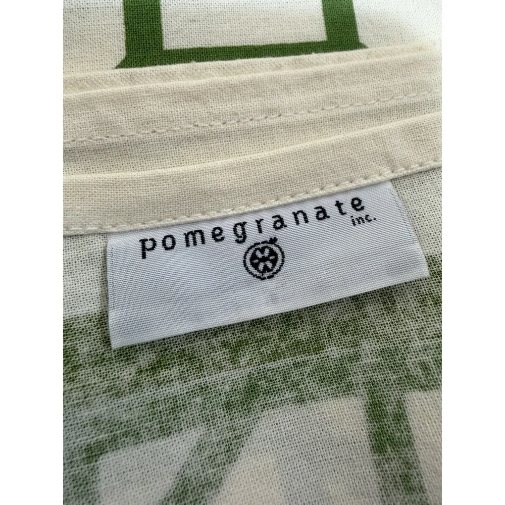 Pomegranate‎ Fruit Print Tablecloth 92x60 Cotton Green White Decorative